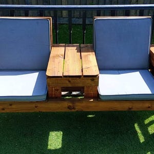 ハンドメイド　バリ風のセンターテーブルと2人掛けベンチ 2人掛けベンチと中央テーブル付き組み立て図（デジタルダウンロード