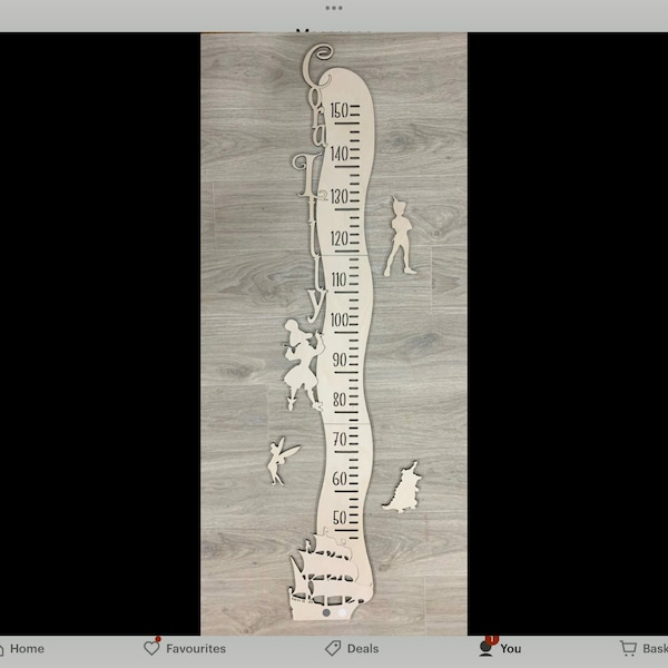 Peter Pan Nursery Theme Height Growth Chart Personalized Ruler for Kids ...