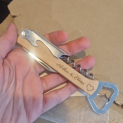 Tire-Bouchon Personnalisé Bois Et Inox - Limonadier Gravé Laser Cadeau Original