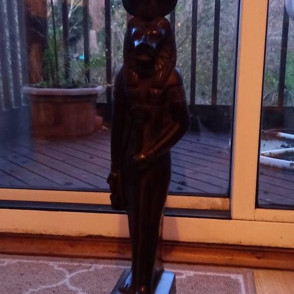 Statue of Goddess Sekhmet Black Standing Large Solid Heavy Ancient ...