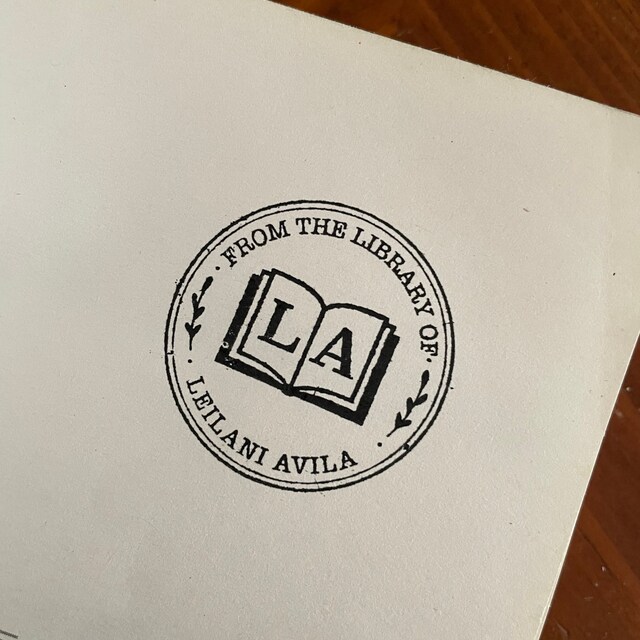 Personalized Library Stamp, Custom Rubber Stamp, Book Stamp, This Book –  SayaBell Stamps