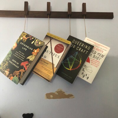 Custom Made Wooden Book Rack / Bookshelf in Walnut. Pins Also Work as ...