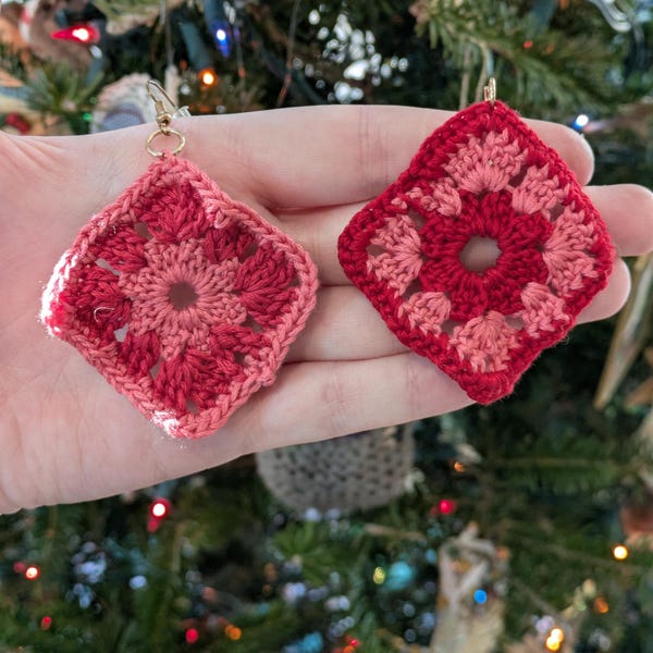 Crochet Granny Square Earrings Pattern ~ DIY ~ Digital File ...