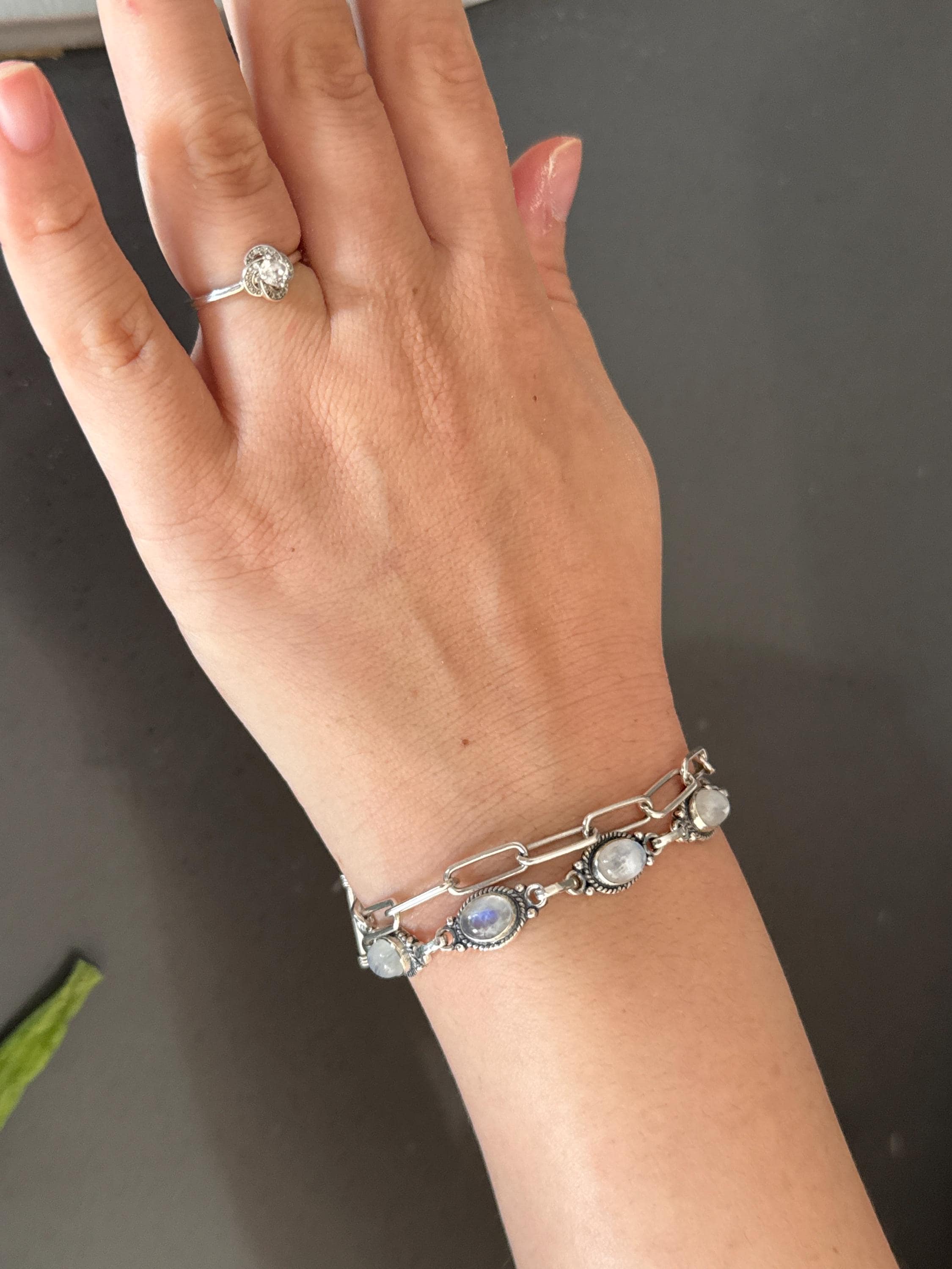 Natural Rainbow Moonstone 925 Sterling Silver Oval Shape Adjustable Bracelet, Gemstone Jewelry, Tennis Bracelet, Gift For Her, Gift For Love