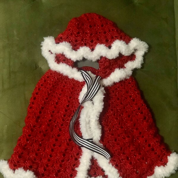 PDF Crochet PATTERN Hooded Santa Cape N 335 for Six Sizes Baby Toddler ...