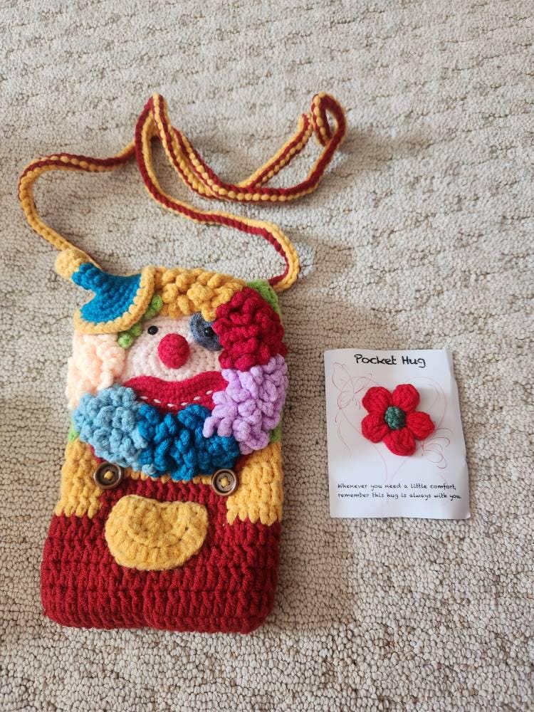 Handmade Crochet clown  phone bag,ugly phone case，crochet bag | personalized trick or treat bags | adult halloween costume | Christmas gift|