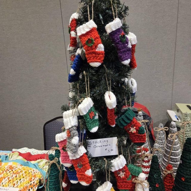 A customer's finished Wheat Stitch Mini Stocking Crochet Pattern