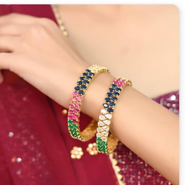 Ratnavali Jewels Bracciali Indiani In Tono Oro Rosso Con Zirconia CZ - Eleganti Gioielli Moda Donna - Prodotto Dall'India