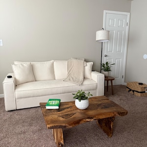 Natural Wood Coffee Table - Live edge Rustic Furniture for Living Decor - Handcrafted Reclaimed Farmhouse Centerpiece - Unique Side End