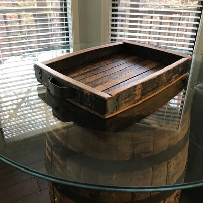 Rustic Oak Barrel Serving Tray - Etsy