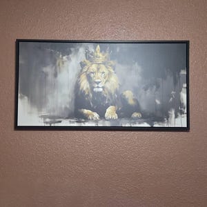 Jerrold's Lion King Canvas Art – Black Gold Canvas | Modern Lion Wall Art Print canvas print in their home — Antarmada