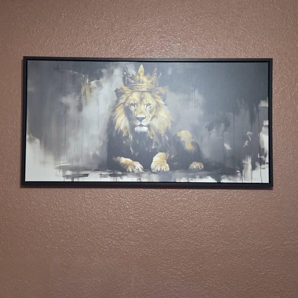 Jerrold's Lion King Canvas Art – Black Gold Canvas | Modern Lion Wall Art Print canvas print in their home — Antarmada