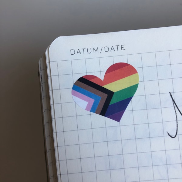 500 Progress Pride Flag Heart Sticker Roll Labels | Pride Queer LGBTQ+ ...