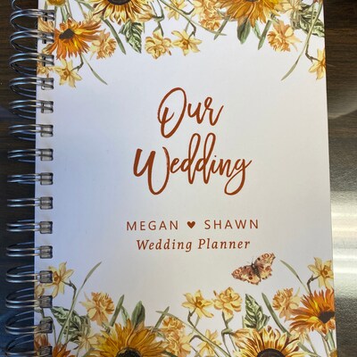 Wedding Planner Book Personalized Engagement Gifts Sunflowers and Gold ...