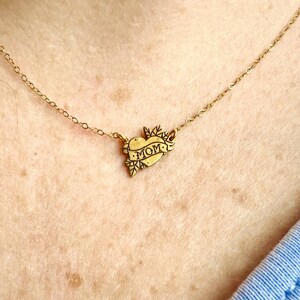 Customer photo, Mom Heart Tattoo Necklace