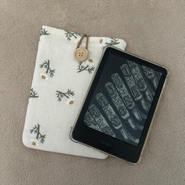 Embroidery Daisy Kindle Sleeve, Kindle Cover, Kindle Paperwhite Case ...