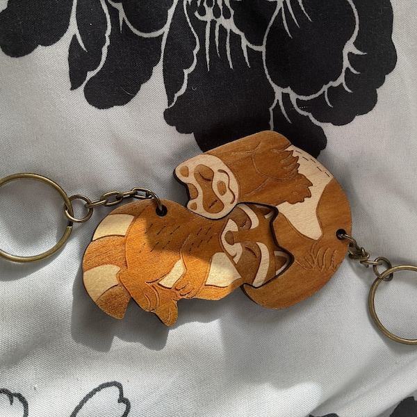 Feathered Raptor Dinosaur Couple Keychains Friendship or Relationship ...