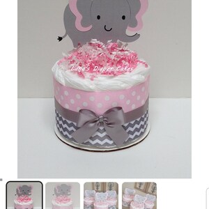 3 Tier Blue And Gray Elephant Diaper Cake Baby Boy Shower Centerpiece