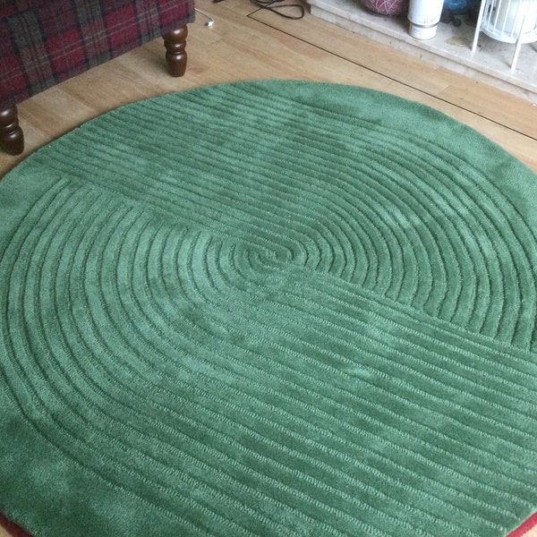 Hand Tufted Round Rug, Leopard Round Rug,green Round Rug Under Table