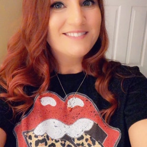 Pink Rebel Graphic Tee with Leopard Print Tongue