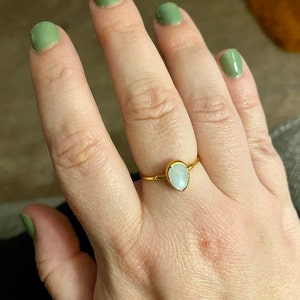 Customer photo from Carley, Rain Drop Moonstone Ring in Yellow Gold