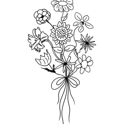 Custom Flower Line Art Bouquet Made From Your Own Drawings DIGITAL FILE ...