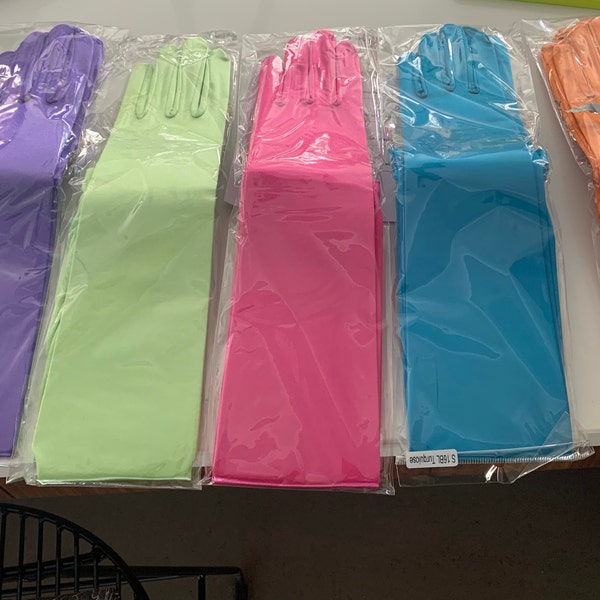 Guanti Lunghi Da Opera In Raso Elasticizzato 60 Cm, 90% Nylon 10% Elastan, Colori Vari, Modello 16BL