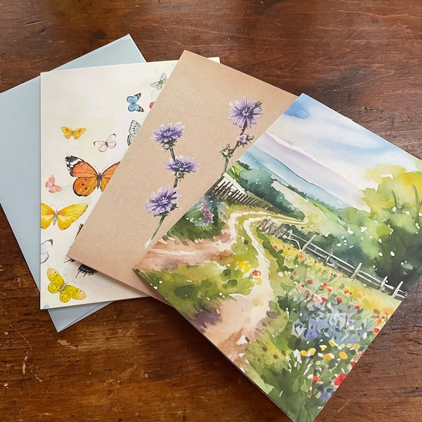 Watercolor Vintage Botanical Floral Wildflower Notecards - 12 Card Gift ...