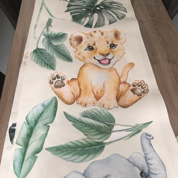 Cute Safari Animals Wall Decal for Kids, Removable Peel and Stick Wall ...