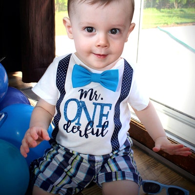 Navy and Aqua Mr. Onederful items Sold Separately Onederful Bodysuit ...