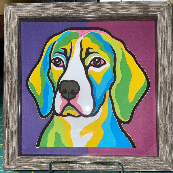 Beagle 3D Shadow Box SVG/ Colorful Beagle Papercut Art/ 3D Dog Layer ...