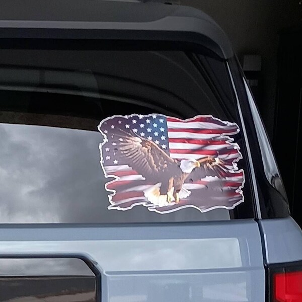 Patriotic American Flag & Military Helmet Eagle Decal Sticker - 11.81 X 11.81 Inch Vinyl