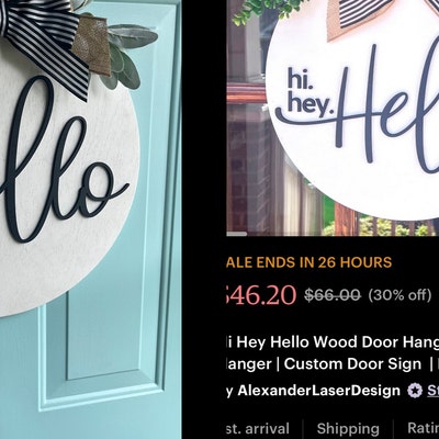 Hi Hey Hello Door Hanger Hello Front Door Decor Custom Door Sign Front ...