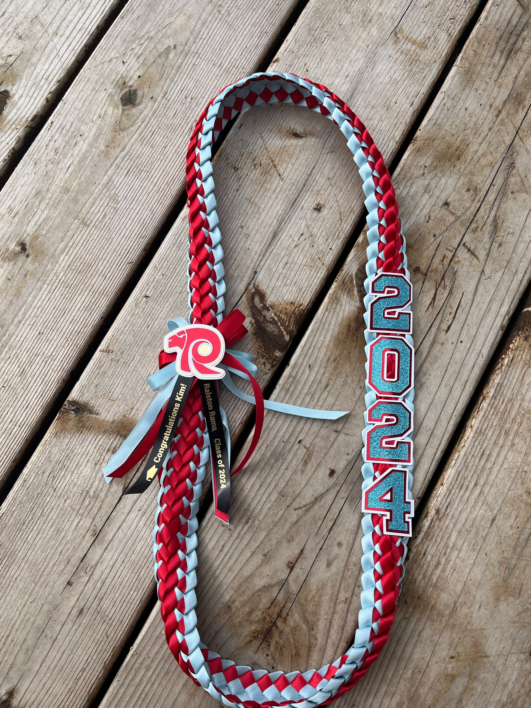 Abschluss-Lei - individuell an jedes College- oder Highschool-Logo und jede Highschool-Farbe angepasst - Personalisierter Lei, Klasse von 2025, Senior Night Lei