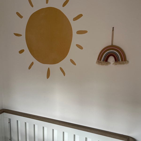 Nursery SUN DECAL - Boho Sun Wall Decal - Mustard Nursery Decor - Sun ...