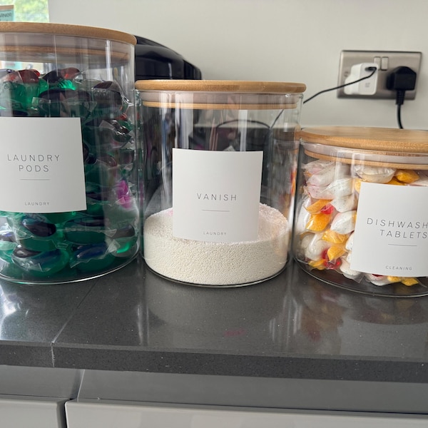 Wide Mouth Laundry Jars | Bamboo Lid Glass Jars | Laundry Jars | Home ...