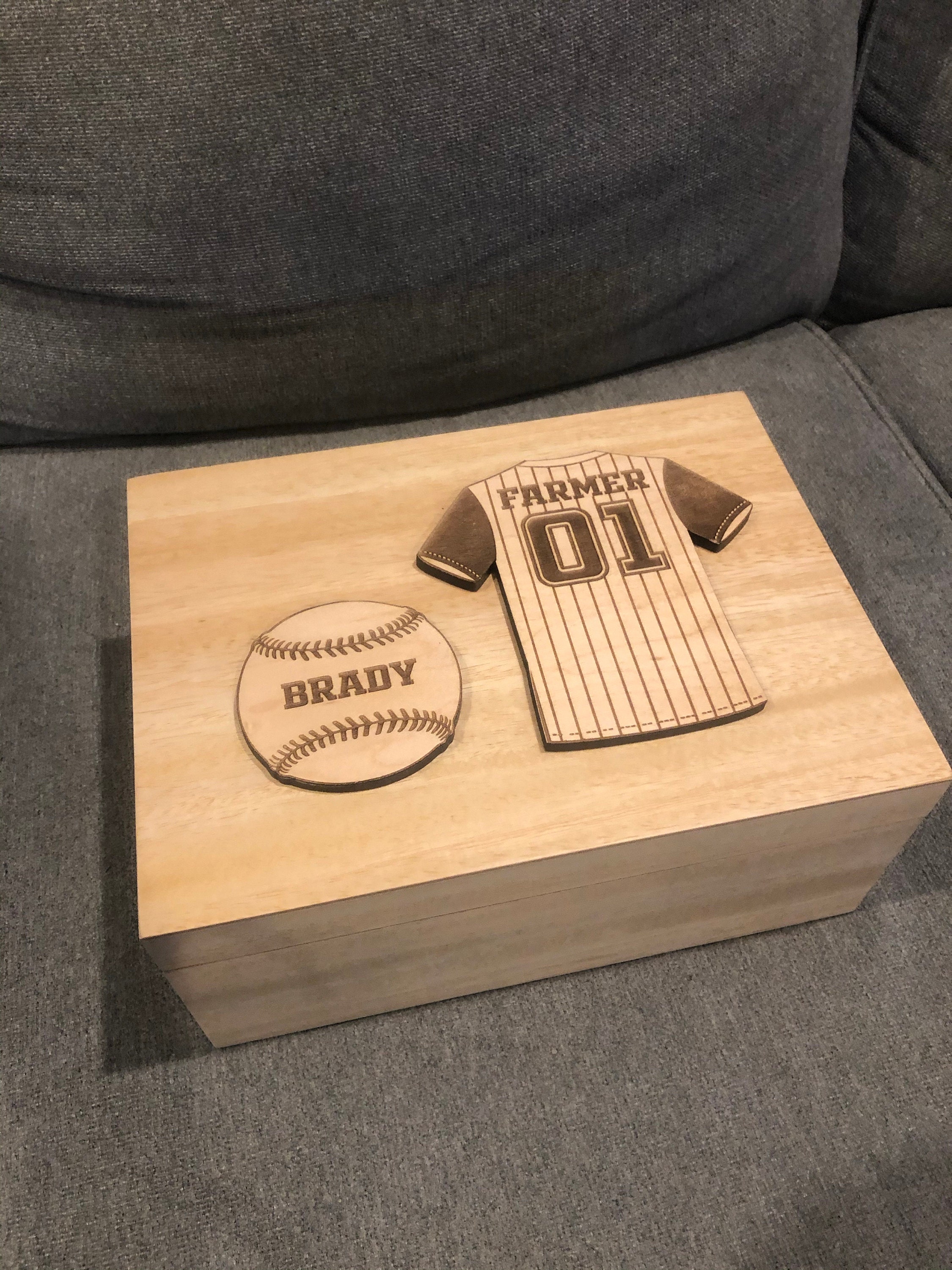 Wooden Laser Etched and Cut Sports Jersey | Personalized Laser Wood Sports Jersey with Ball | Sports Theme Laser Cutout with Stand