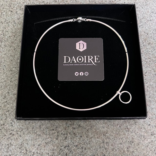 Discreet Slave Day Collar - Sterling Silver 10 Gauge Round Wire W