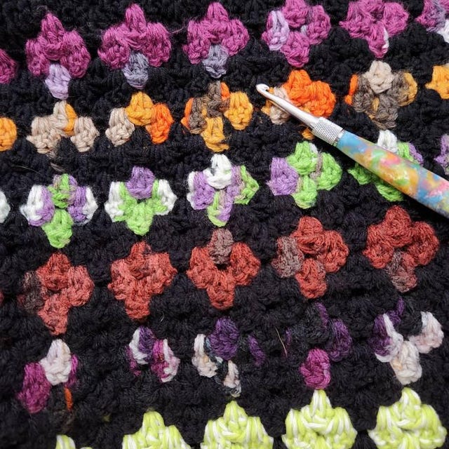 A customer's finished Colorful Granny Stitch Blanket Crochet Pattern