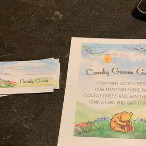 Classic Winnie The Pooh Baby Shower Candy Guess Game Etsy