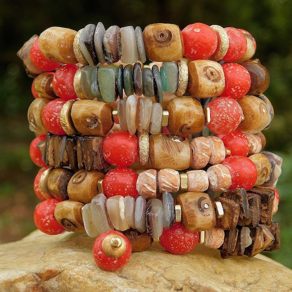 65 Red Ancient Style Java Glass Beads: 8mm Glass Beads Primitive Beads ...