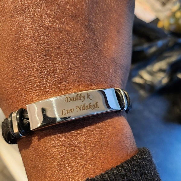 Engraved Leather Bracelets For Men EDSG Personalised Mens Bracelet