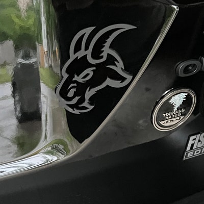 Pair Of Angry Goat Red Eye Fender Emblems/Badges – Aggressive Black Logo, Self-Adhesive
