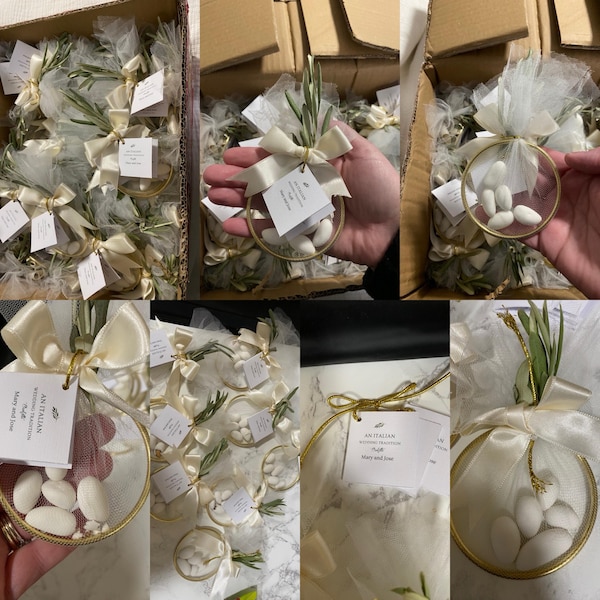 Personalized Wedding Almond Candy Favors for Guests, an Italian Wedding Tradition Five Sugared ...