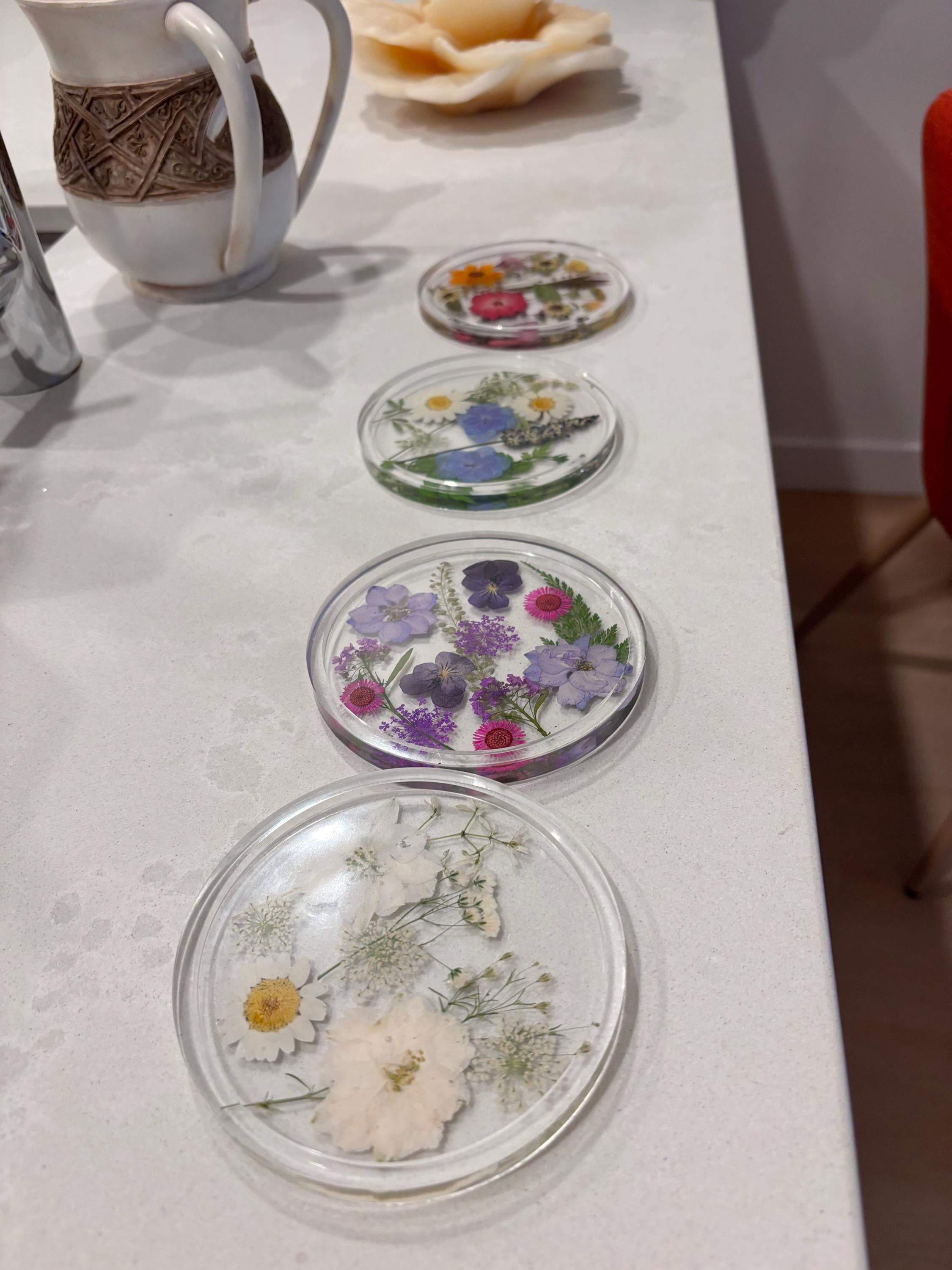 Natural Flowers Coasters,Colorful Pressed Real Flowers Outdoor Coasters,Custom Wedding Birthday Christmas Gifts Table Decor,Wildflowers Art