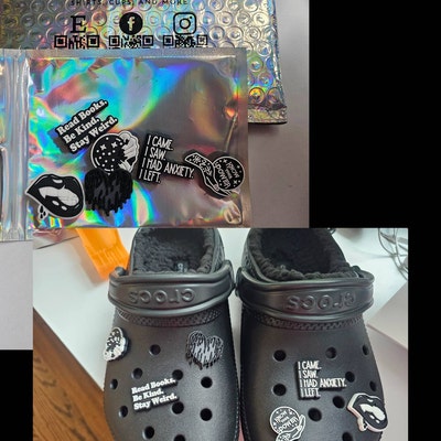 Trending Black and White Croc Compatible Shoe Charms for Crocs, Cow