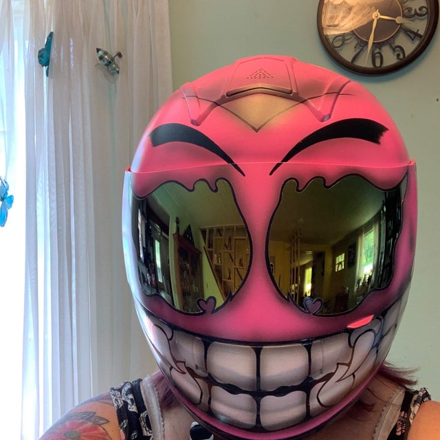 Casco personalizado, casco de moto personalizado, casco Superbike, casco de  bicicleta, casco de carting, casco de choque, aerógrafo pintado rosa Smiley  CH01 -  España