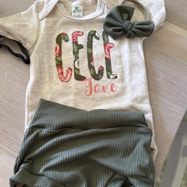 New Born Baby Boy/Girl 4 Piece Set For Summer | Orange, Green