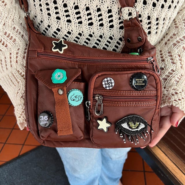 archive y2k brown 刺繍 ワッペン hand bag ブラウン archive y2k brown 刺繍 ワッペン hand bag ブラウン - メルカリ