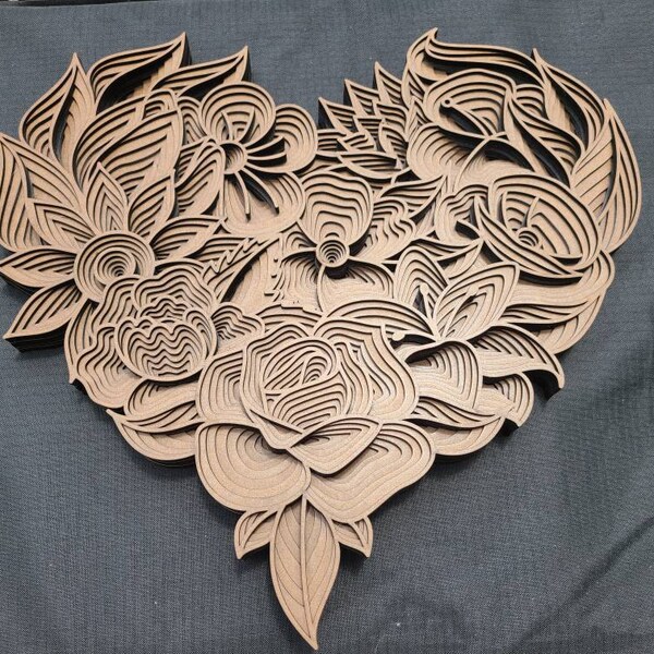 3D Floral Heart Wall Art III